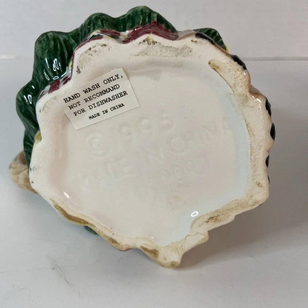 Vtg Earthenware Christmas Tree Sugar & Creamer Set w/Original Box Kitchen Decor